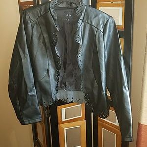 Faux leather crop jacket